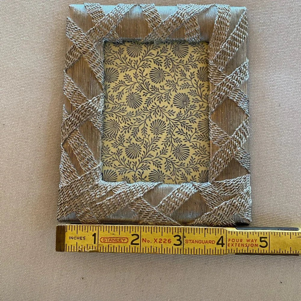 Anthropologie Small Woven Look Silver Metal Photo‎ Frame